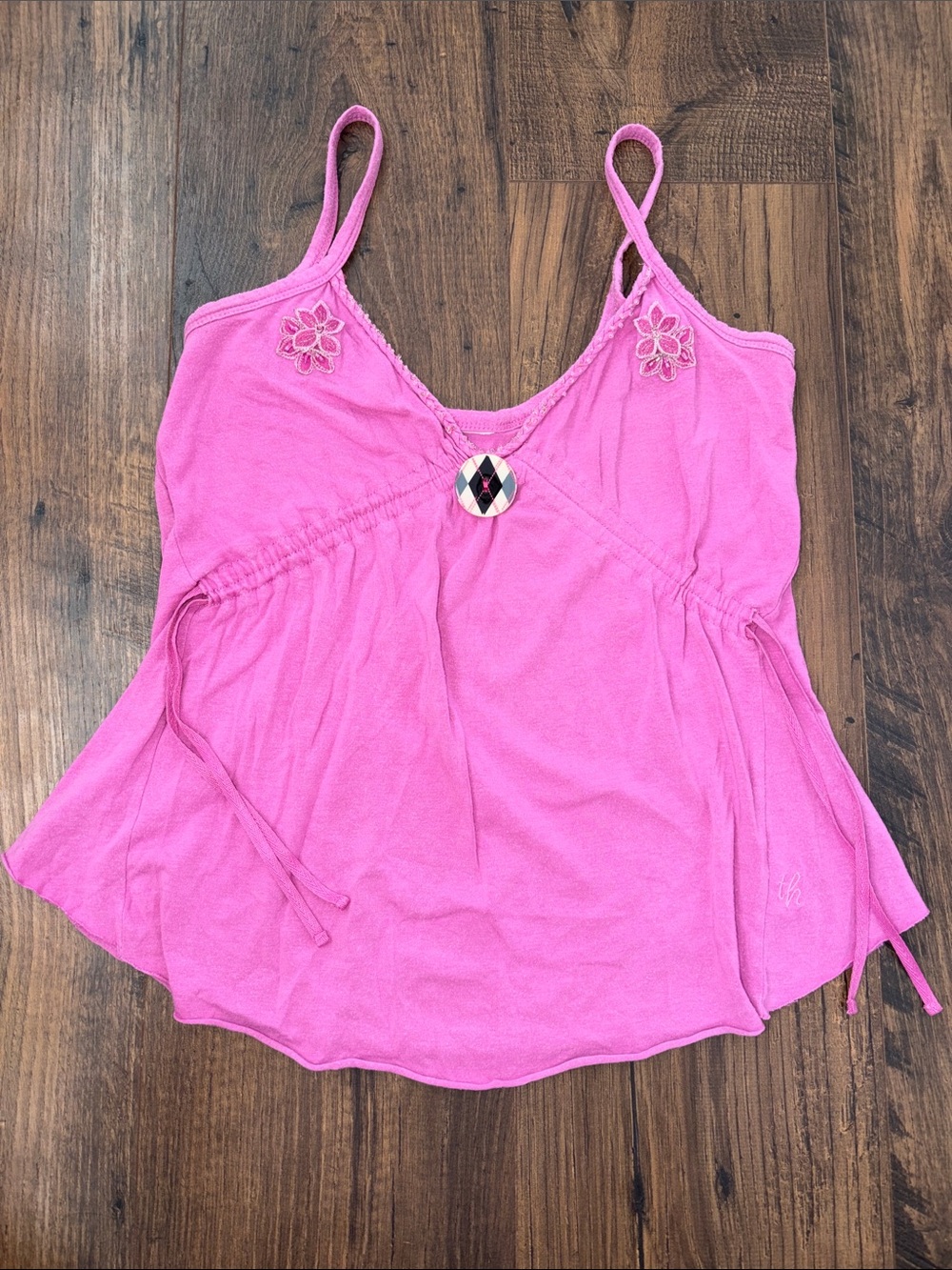 Tommy Hilfiger Bright Pink Spaghetti-Strap Camisole with Embroidered Detail